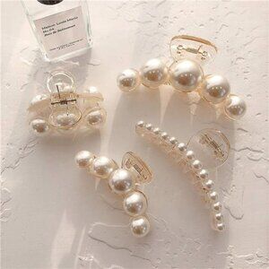 Pearl Hair Clips for Women4 Size Large Medum Small Hair Claw Strong